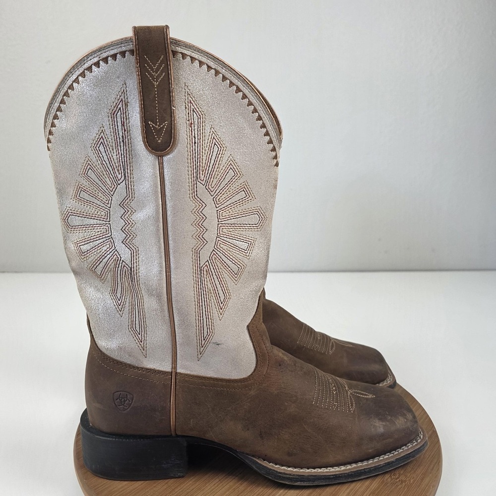 Ariat Boots Womens Size 9.5 Brown Leather Mid Calf Western Square Toe 10025036 - Picture 7 of 16